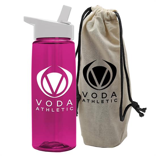 CTXB63H - The Flair - 26 oz. Transparent Tritan™ Bottle in a Cotton Tote with Flip Straw Lid